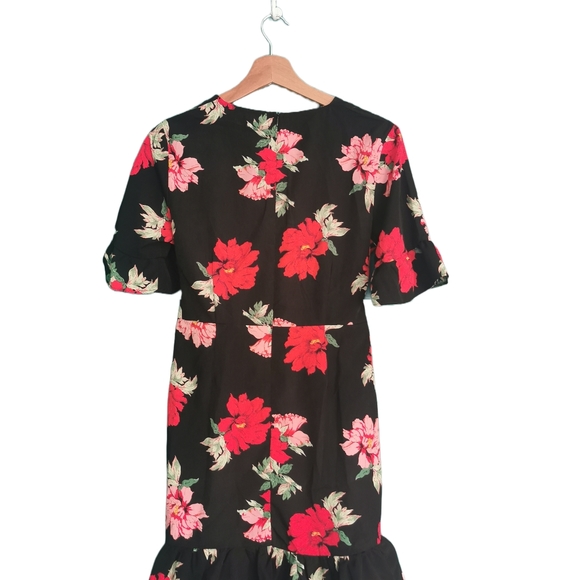 Pretty Little Thing Black Corset Floral Swing Dress PLT Size 8 - Picture 5 of 10